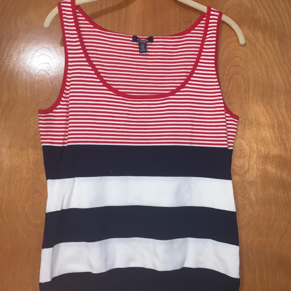 Chaps Striped Tank Size Lg